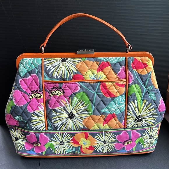 Vera Bradley BARBARA FRAME BAG Jazzy Blooms Multicolored Flowers Retired Print - Picture 1 of 12